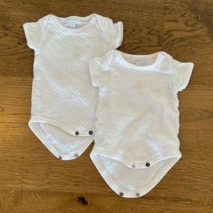 Magnolia Baby 3 month white and white/babypink cross onesies